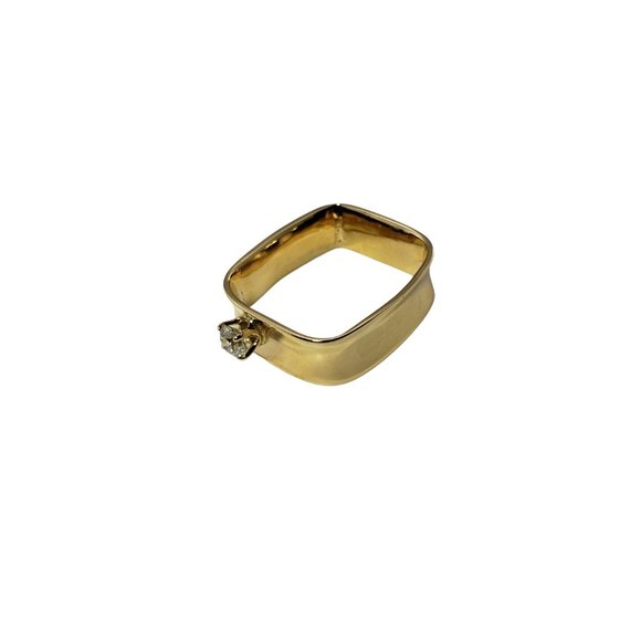 Vintage 14 Karat Yellow Gold and Diamond Square Ring Size 10 #12200 - Picture 4 of 8